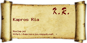 Kapros Ria névjegykártya